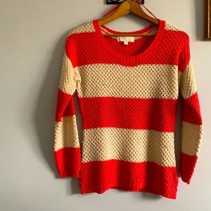 5/$15! Olive & Oak coral cream striped sweater